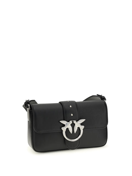 Pinko Mini Love Shoulder Bag - Black Limousine - Matt Silver