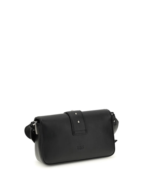 Pinko Mini Love Shoulder Bag - Black Limousine - Matt Silver