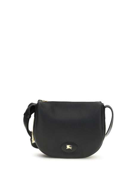 Burberry Embossed leather Shoulder Bag with logo patch - Black