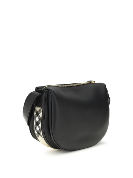 Burberry Embossed leather Shoulder Bag with logo patch - Black
