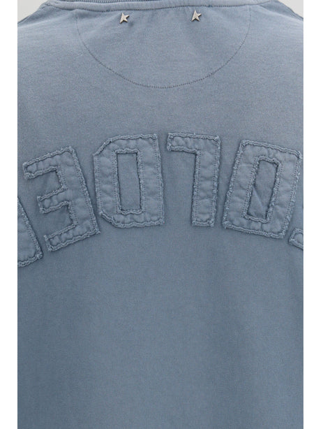 Golden Goose T-shirt crewneck with logo patch - Windward Blue