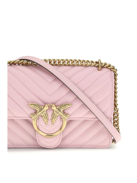 Pinko Mini Love Shoulder Bag - Pink Light-Antique Gold