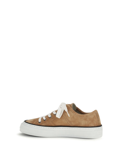 Brunello Cucinelli Shiny Tab suede Sneakers - Bisque