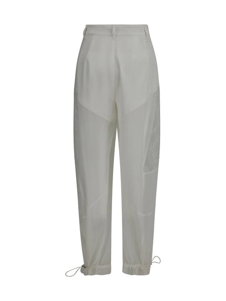 Pinko Nacy Pants with lace inserts - White-Biancaneve