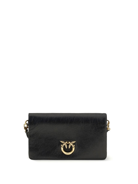 Pinko Love Click Soft Horizontal mini Shoulder Bag - Black-Antique Gold