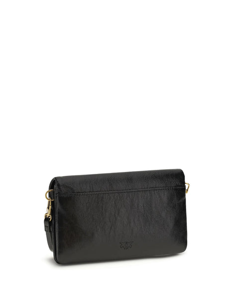 Pinko Love Click Soft Horizontal mini Shoulder Bag - Black-Antique Gold