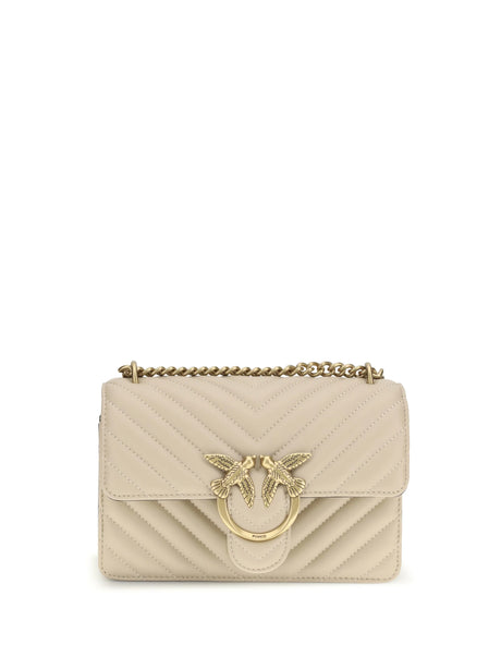 Pinko Mini Love Shoulder Bag - Beige-Grey Smoke-Antique Gold