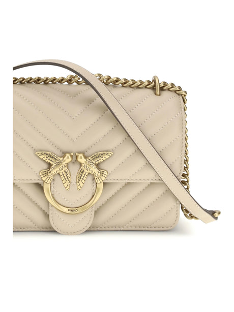 Pinko Mini Love Shoulder Bag - Beige-Grey Smoke-Antique Gold