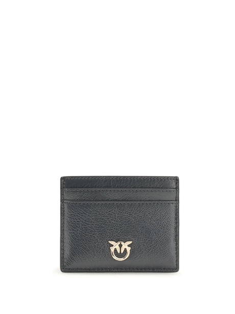 Pinko Shiny leather Card Holder - Grey Asfalto-Gold Mordore'
