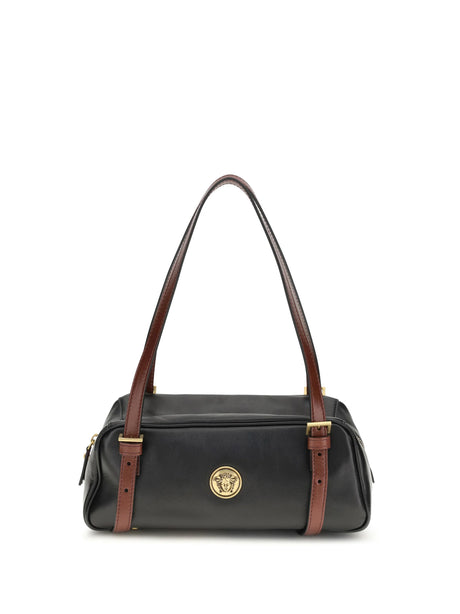 Versace Emblème bowling nappa Shoulder Bag - Black+Rosewood-Gold '82