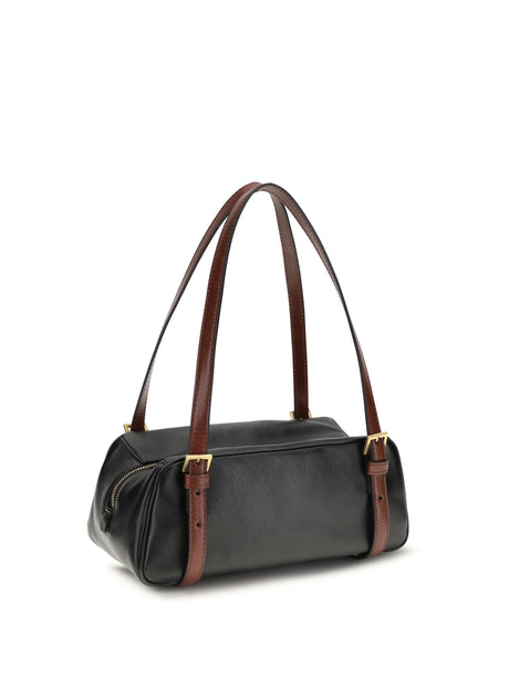Versace Emblème bowling nappa Shoulder Bag - Black+Rosewood-Gold '82