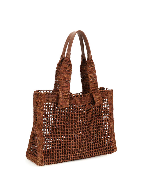 Chloé East-West Summer Banana raffia Tote Bag - Clay Brown