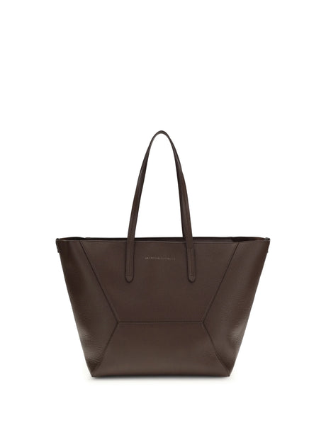 Brunello Cucinelli Leather Tote Bag - Burgundy