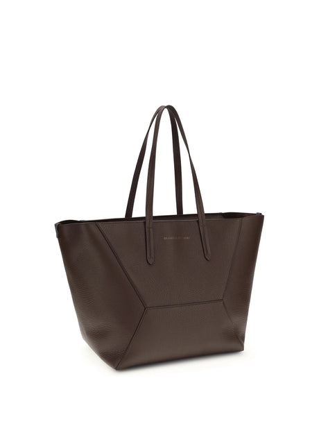 Brunello Cucinelli Leather Tote Bag - Burgundy