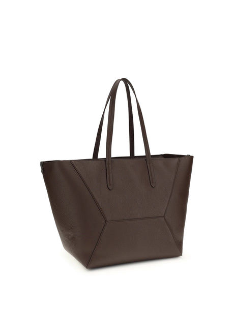 Brunello Cucinelli Leather Tote Bag - Burgundy