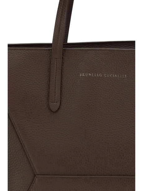 Brunello Cucinelli Leather Tote Bag - Burgundy