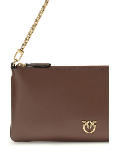 Pinko Leather Shoulder Bag - Red Vino-Antique Gold