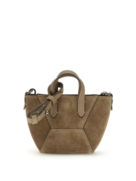 Brunello Cucinelli Micro suede Shoulder Bag - Sesamo