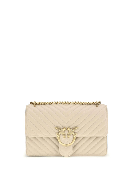 Pinko Love One Classic Shoulder Bag - Beige-Grey Smoke-Antique Gold