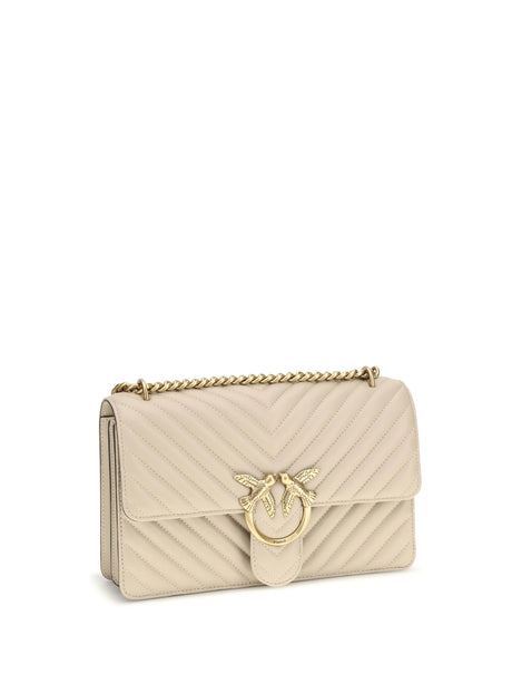Pinko Love One Classic Shoulder Bag - Beige-Grey Smoke-Antique Gold