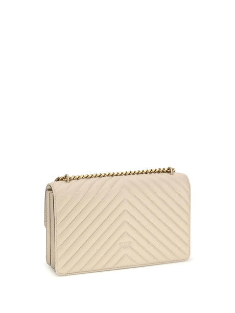 Pinko Love One Classic Shoulder Bag - Beige-Grey Smoke-Antique Gold