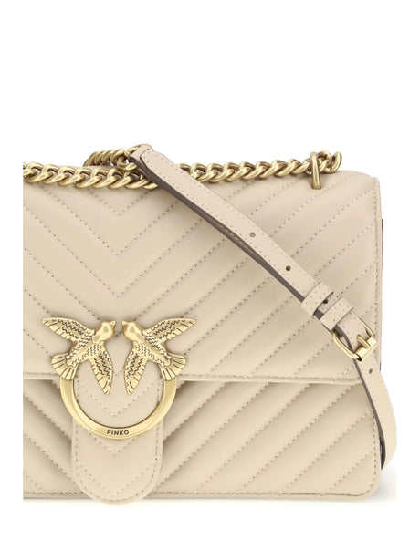 Pinko Love One Classic Shoulder Bag - Beige-Grey Smoke-Antique Gold