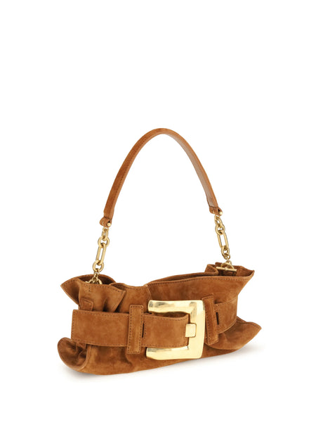 Balmain Anthem mini Bag in suede leather - 8df Caramel