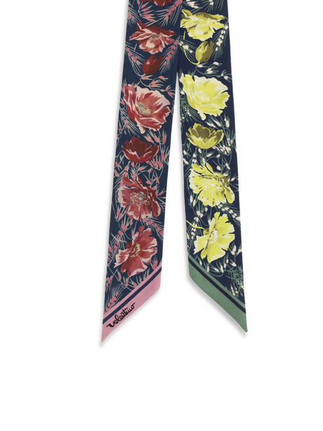 Valentino Garavani Silk Scarf with a floral print - Blue-Yellow-Green/Blue-Pink-Red/Blue