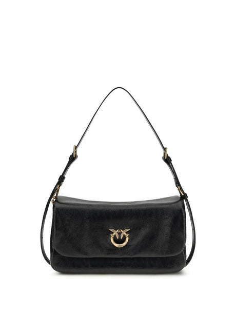 Pinko Love Click Soft Horizontal Shoulder Bag - Black-Antique Gold