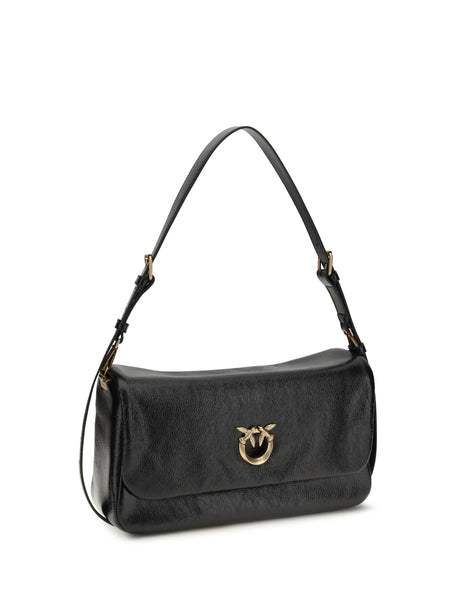 Pinko Love Click Soft Horizontal Shoulder Bag - Black-Antique Gold