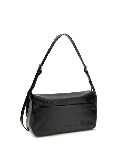 Pinko Love Click Soft Horizontal Shoulder Bag - Black-Antique Gold