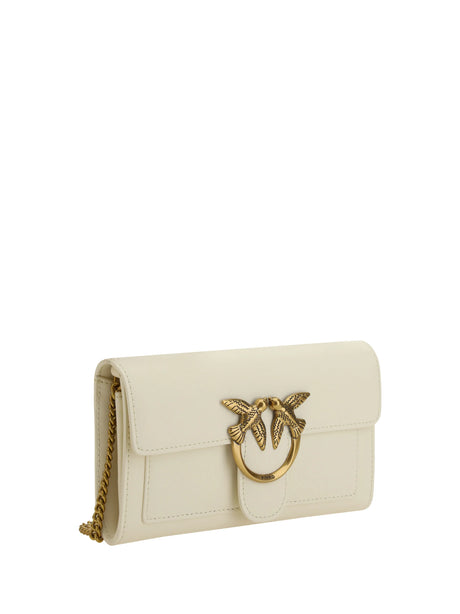 Pinko Love One Wallet - White Seta-Antique Gold