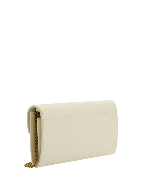Pinko Love One Wallet - White Seta-Antique Gold