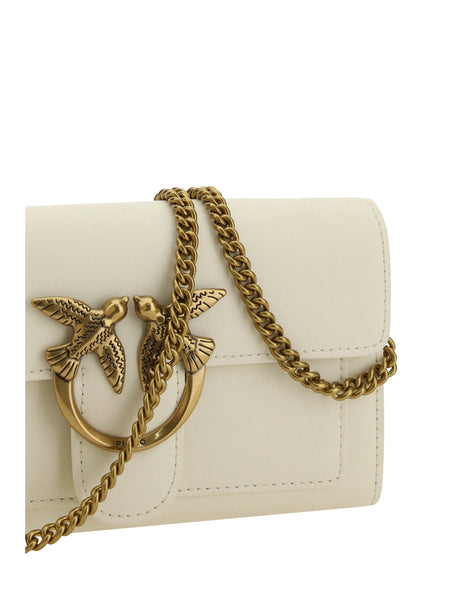 Pinko Love One Wallet - White Seta-Antique Gold