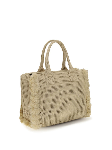 Pinko Medium Beach Rafia Tote Bag - Paglia/Black-Antique Gold