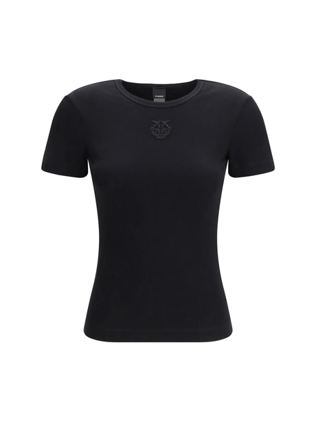Pinko Brugherio T-shirt with embroidered love birds logo - Black Limousine