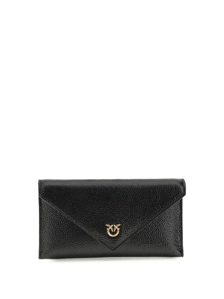 Pinko Love Birds Clutch Bag - Black-Antique Gold