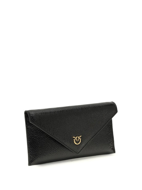 Pinko Love Birds Clutch Bag - Black-Antique Gold