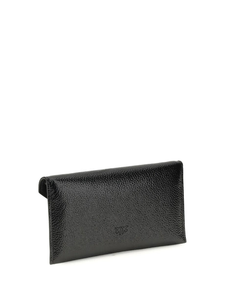 Pinko Love Birds Clutch Bag - Black-Antique Gold