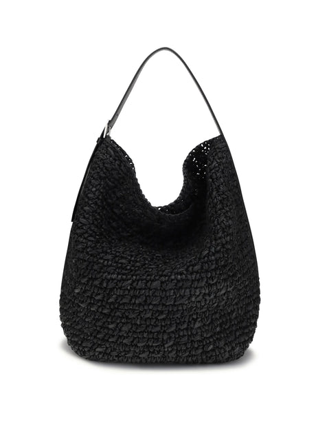 Toteme Paper raffia Tote Shoulder Bag - Black