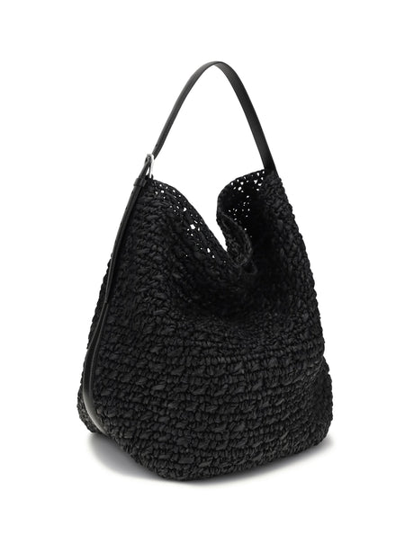 Toteme Paper raffia Tote Shoulder Bag - Black