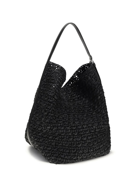 Toteme Paper raffia Tote Shoulder Bag - Black