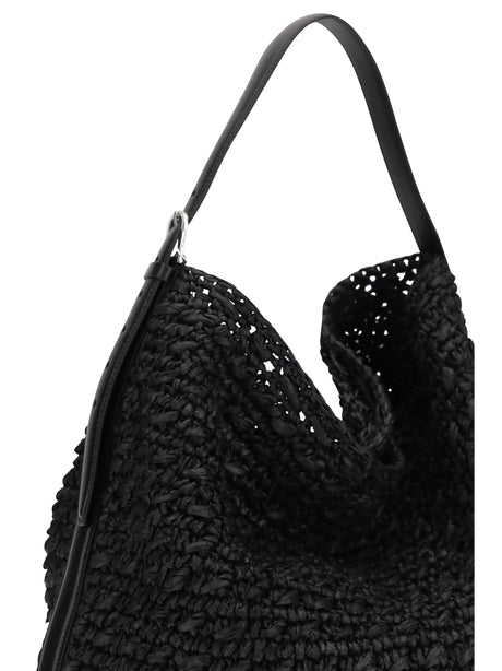 Toteme Paper raffia Tote Shoulder Bag - Black