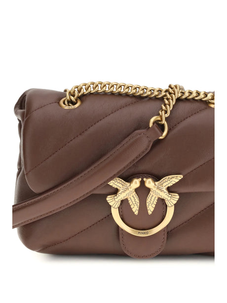 Pinko Love Mini Puff Shoulder Bag - Burgundy Wine-Antique Gold