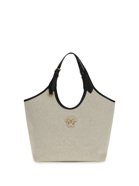 Versace Tote Fabric Calf Leather - Rope Black Versace Gold