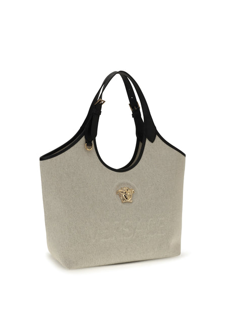 Versace Tote Fabric Calf Leather - Rope Black Versace Gold