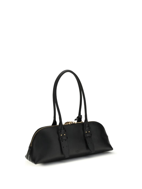 Pinko Large Bowling Baguette Shoulder Bag - Black-Antique Gold