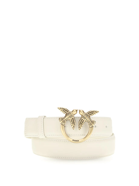 Pinko Love Berry Belt - White Seta-Antique Gold