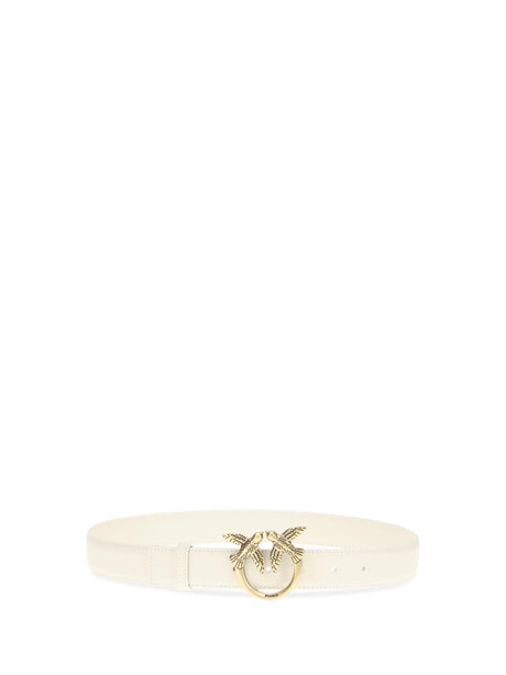 Pinko Love Berry Belt - White Seta-Antique Gold
