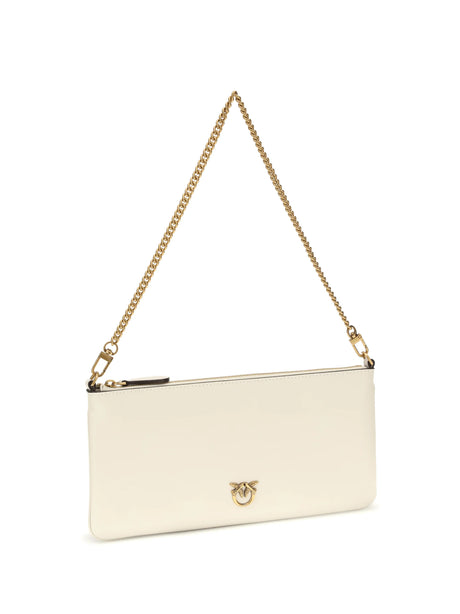 Pinko Leather Shoulder Bag - White Seta-Antique Gold